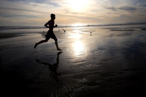 running on the beach