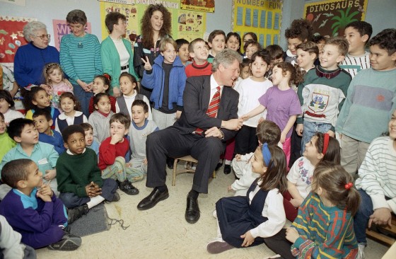 Clinton with children