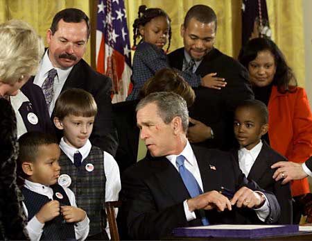 bush and kids