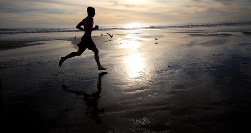 running on the beach